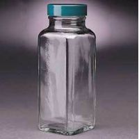 Qorpak French Square Bottles, Wide Mouth, Qorpak 7705 With Pulp/Vinyl-Lined Black Phenolic Cap, Case of 24