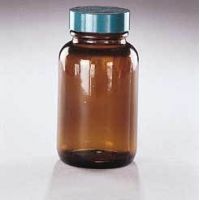 Qorpak Packers, Amber, Wide Mouth, Qorpak 7930 With Fluoropolymer Resin-Lined Green Thermoset Cap, Case of 24