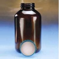 Qorpak Wide-Mouth Bottles, Amber Glass, V I, with Caps, Qorpak 2P01QGTV With Fluoropolymer Resin-Lined Green Thermoset Caps, Case of 24