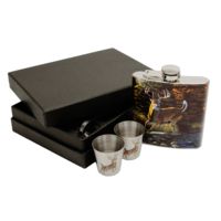 River's Edge Flask w/ Two Shot Glasses Gift Set
