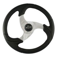 Schmitt &amp; Ongaro Marine Folletto 14.2&quot; Black Poly Steering Wheel w/ Polished Spokes and Black Cap