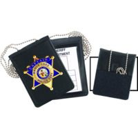 Strong Leather Recessed Velcro Badge And Id Holder With Chain SLC-71600-10322