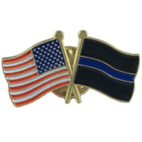 Thin Blue Line Black Background And American Pin, Combination