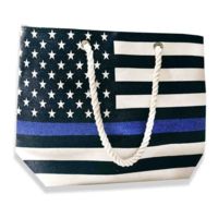 Thin Blue Line Canvas Tote Bag, American Flag