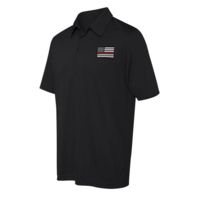 Thin Blue Line Polyester Sport Polo - Embroidered Thin Red Line American Flag