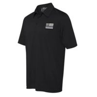Thin Blue Line Polyester Sport Polo - Embroidered Thin Silver Line American Flag