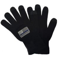 Thin Blue Line Touchscreen Knit Gloves, Black