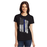 Thin Blue Line American Flag Slim Fit Shirt - Womens