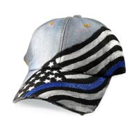 Thin Blue Line Women's Hand Painted Hat - Flag