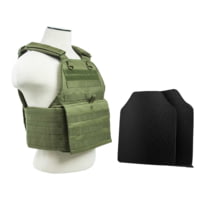 Vism Plate Carrier Vest w/2 10x12in Level IIIA Shooters Cut Hard Ballistic Panels