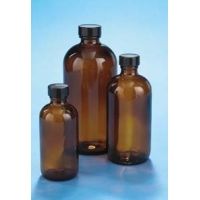 VWR Boston Round Bottles, Amber, Narrow Mouth VW5120824V26 Convenience Packs With Caps Attached