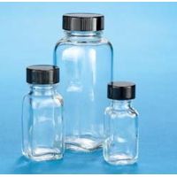 VWR French Square Bottles, Clear, Wide Mouth VW5610843V21 Convenience Packs With Caps Attached