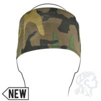 Zan Headgear Cotton Headband w/ Velcro Closure, Woodland Camo