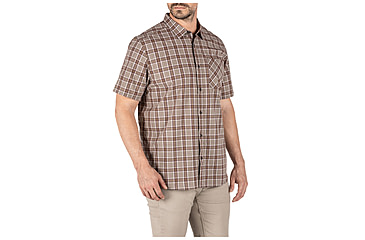 Image of 5.11 Tactical Carson Plaid Short Sleeve Shirt, Stone Plaid - 71394-417-S