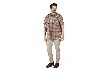 Image of 5.11 Tactical Carson Plaid Short Sleeve Shirt, Stone Plaid - 71394-417-S