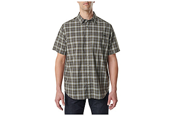 Image of 5.11 Tactical Hunter Plaid Short Sleeve Shirt - Men's, Flint Plaid, Extra Small, Regular, 71374-047-XS