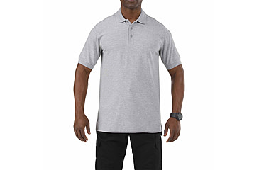 Image of 5.11 Tactical Short Sleeve Utility Polo Shirt- Heather Grey, Size L 41180-016-L
