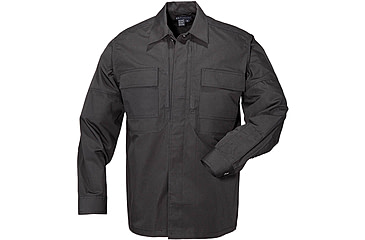 Image of 5.11 Tactical TDU Shirt Long Sleeve Poly/Cottton Ripstop - Men's, Black, XLR, 72002-019-XL-R