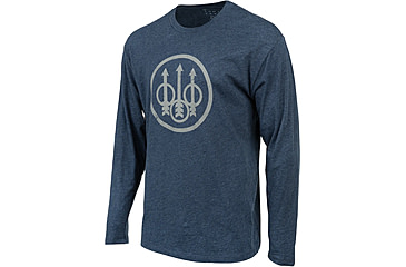 Image of Beretta Trident Logo T-Shirt - Mens, Long Sleeve, Navy Heather, Medium, TS229T1890051YM