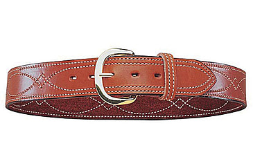 Image of Bianchi B9 Fancy Stitched Belt - Plain Tan/Suede, Brass 12301