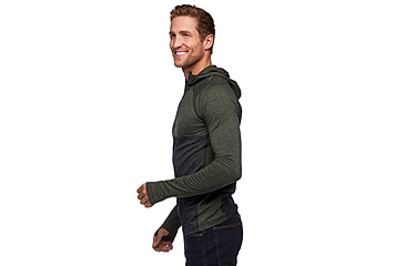 Image of Black Diamond SLTN Wool Bslyr Half Zip Hoody - Mens, Black/Cypress, Large, AP7600229228LRG1