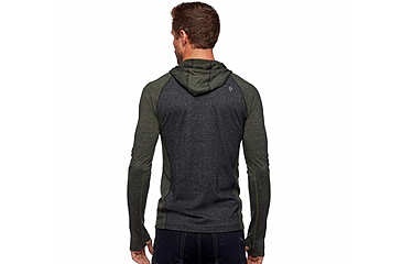 Image of Black Diamond SLTN Wool Bslyr Half Zip Hoody - Mens, Black/Cypress, Large, AP7600229228LRG1