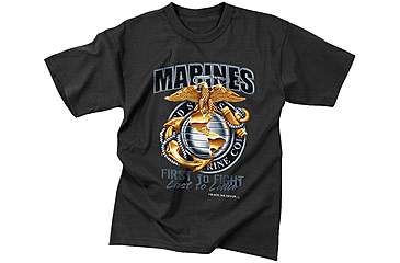 Image of Black Ink Marines First To Fight T-Shirt, Mens, Black, Small, 80280-012