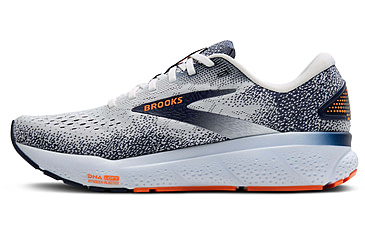 Image of Brooks Ghost 16 Road Running Shoes - Mens, White/Peacoat/Orange, 9.5 US/Medium, 1104181D130.095