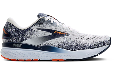 Image of Brooks Ghost 16 Road Running Shoes - Mens, White/Peacoat/Orange, 9.5 US/Medium, 1104181D130.095