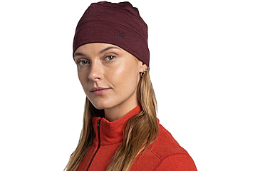 Image of Buff Merino Lightweight Beanie Solid Hat -Unisex, Garnet, 113013.653.10.00