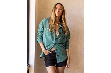 Image of Carve Designs Hudson Stretch Cord Shacket - Womens, Forest, Small, JCSK99-326-SM