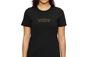 Image of Christensen Arms Bullet &amp; Barrel Wordmark SS Tee - Womens, Black, XS, 730-CA102-40-01-000-01