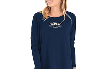 Image of Christensen Arms Camo Ram Wordmark LS Tee - Womens, Deep Navy, S, 730-CA109-50-01-404-02