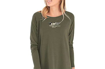 Image of Christensen Arms Camo Ram Wordmark LS Tee - Womens, Olive, S, 730-CA109-50-01-200-02