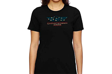 Image of Christensen Arms Patriotic Ram Wordmark SS Tee - Womens, Black, XS, 730-CA101-40-01-000-01