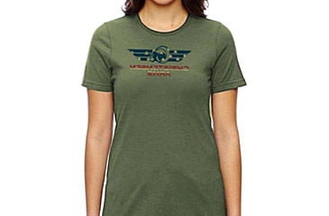 Image of Christensen Arms Patriotic Ram Wordmark SS Tee - Womens, Olive, L, 730-CA101-40-01-200-04