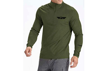 Image of Christensen Arms Ram Logo Performance 1/4 Zip Pullover - Mens, Olive, L, 730-CA095-70-00-200-04