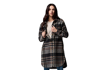 Image of Columbia Wildest Venture Long Fleece Coat - Womens, Black Vagabond Plaid, Extra Small, 2136171-010-XS