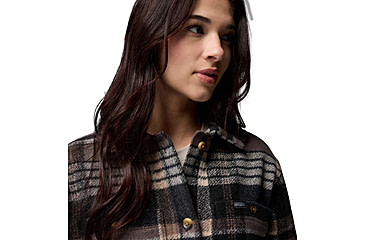 Image of Columbia Wildest Venture Long Fleece Coat - Womens, Black Vagabond Plaid, Extra Small, 2136171-010-XS
