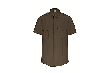 Image of Elbeco TexTrop2 Zippered Short Sleeve Polyester Shirt - Mens, 17.5 in, Brown, Z3315N-17.5