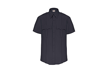 Image of Elbeco TexTrop2 Zippered Short Sleeve Polyester Shirt - Mens, 14.5 in, Navy, Z3314N-14.5