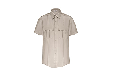 Image of Elbeco TexTrop2 Zippered Short Sleeve Polyester Shirt - Mens, 17.5 in, Silver Tan, Z3312N-17.5