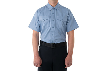 Image of First Tactical Cotton Station Short Sleeve Shirt - Men's, Regular, Medium Blue, 2XL, 112008-781-XXL-R