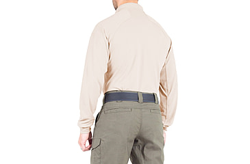 Image of First Tactical Performance Long Sleeve Polo - Mens, Khaki, Tall/2XL, 111503-055-XXL-T
