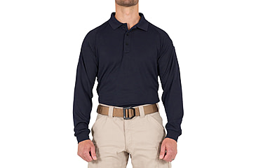 Image of First Tactical Performance Long Sleeve Polo - Mens, Midnight Blue, Tall/2XL, 111503-729-XXL-T