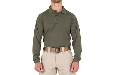 Image of First Tactical Performance Long Sleeve Polo - Mens, OD Green, 2XL, 111503-830-XXL