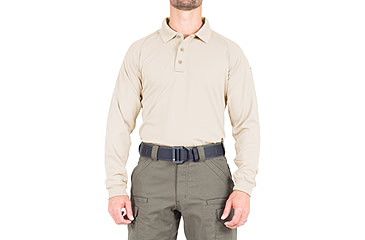 Image of First Tactical Performance Long Sleeve Polo - Mens, Silver Tan, 2XL, 111503-065-XXL