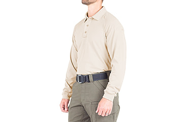 Image of First Tactical Performance Long Sleeve Polo - Mens, Silver Tan, Tall/Small, 111503-065-S-T