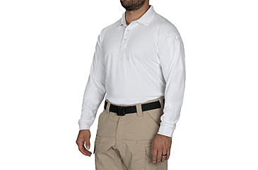 Image of First Tactical Performance Long Sleeve Polo - Mens, White, Tall/2XL, 111503-010-XXL-T