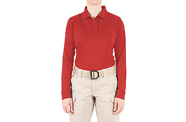 Image of First Tactical Performance Long Sleeve Polo - Womens, Red, 2XL, 121503-400-XXL